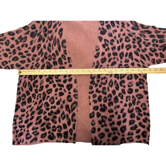 Volcom Fuzzy Leopard Print Cardigan – Pink/Black – W Medium - Picture 7 of 9